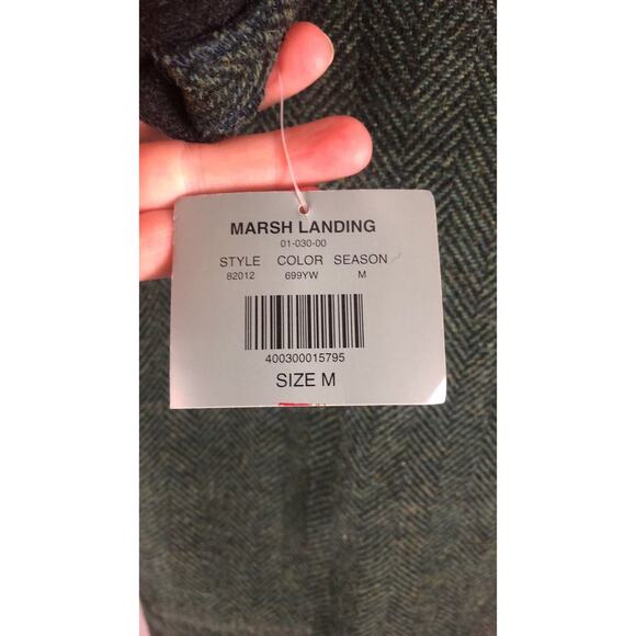 NWT Marsh landing hooded jacket/ cardigan in green herringbone size medium - Picture 10 of 13